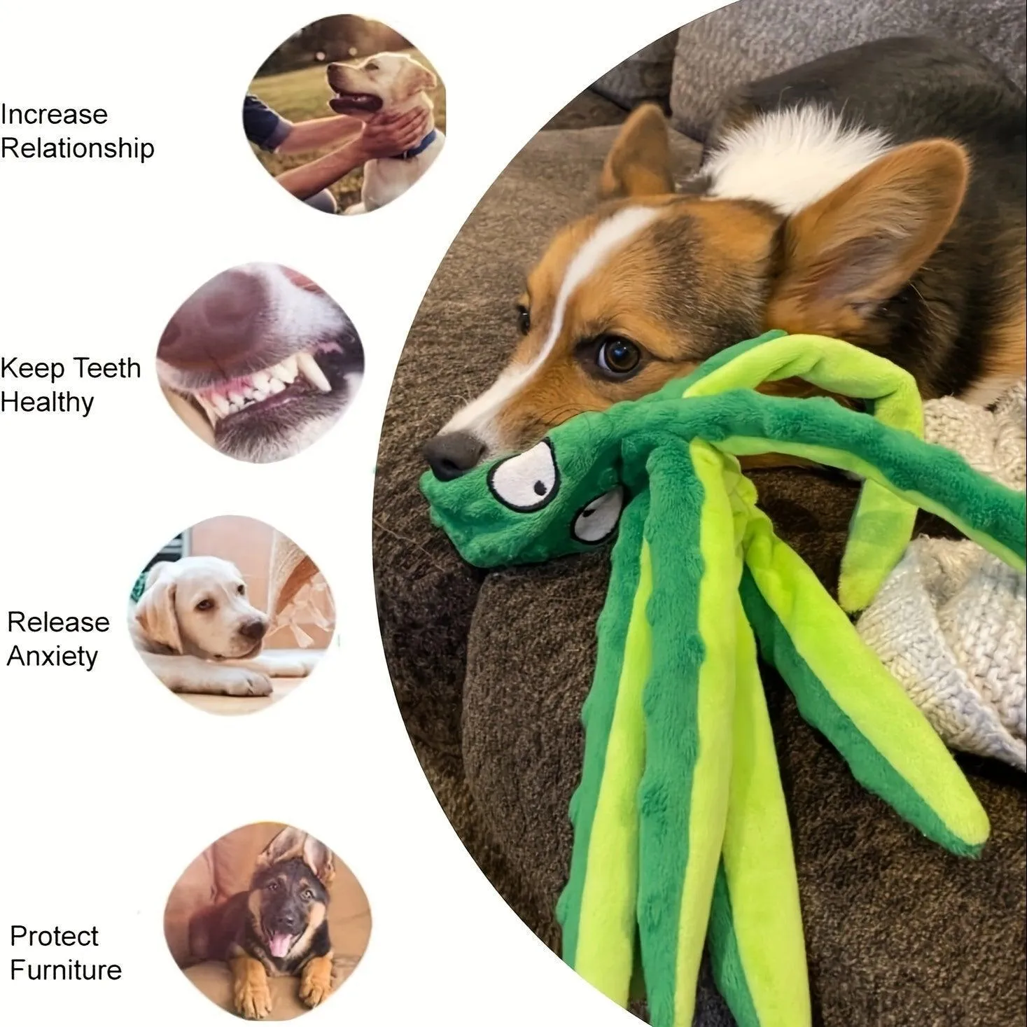 2pcs Octopus Design Dog Toys - Large, Durable Chew & Play