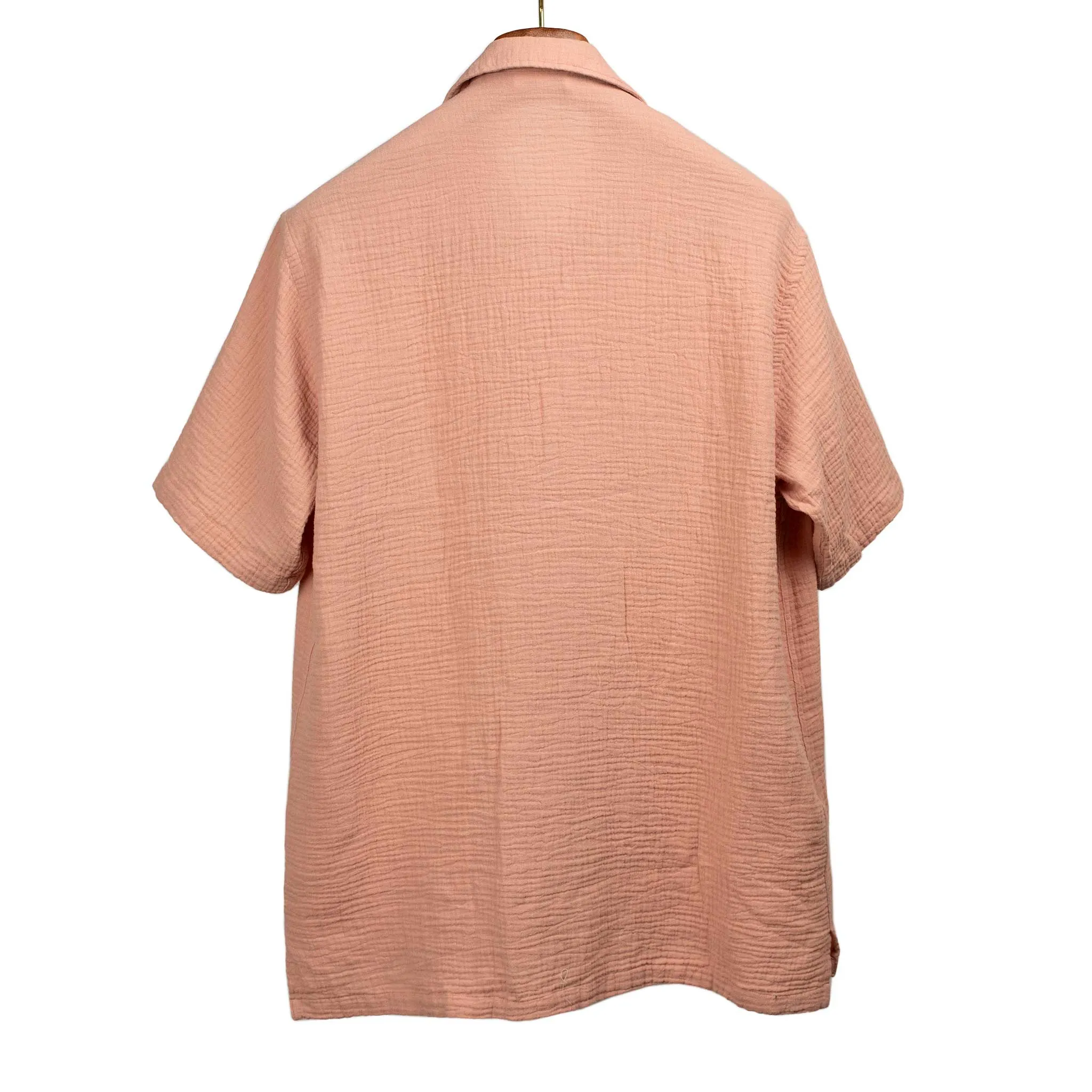 Aambala short sleeve pocket shirt in washed brick gauzy cotton