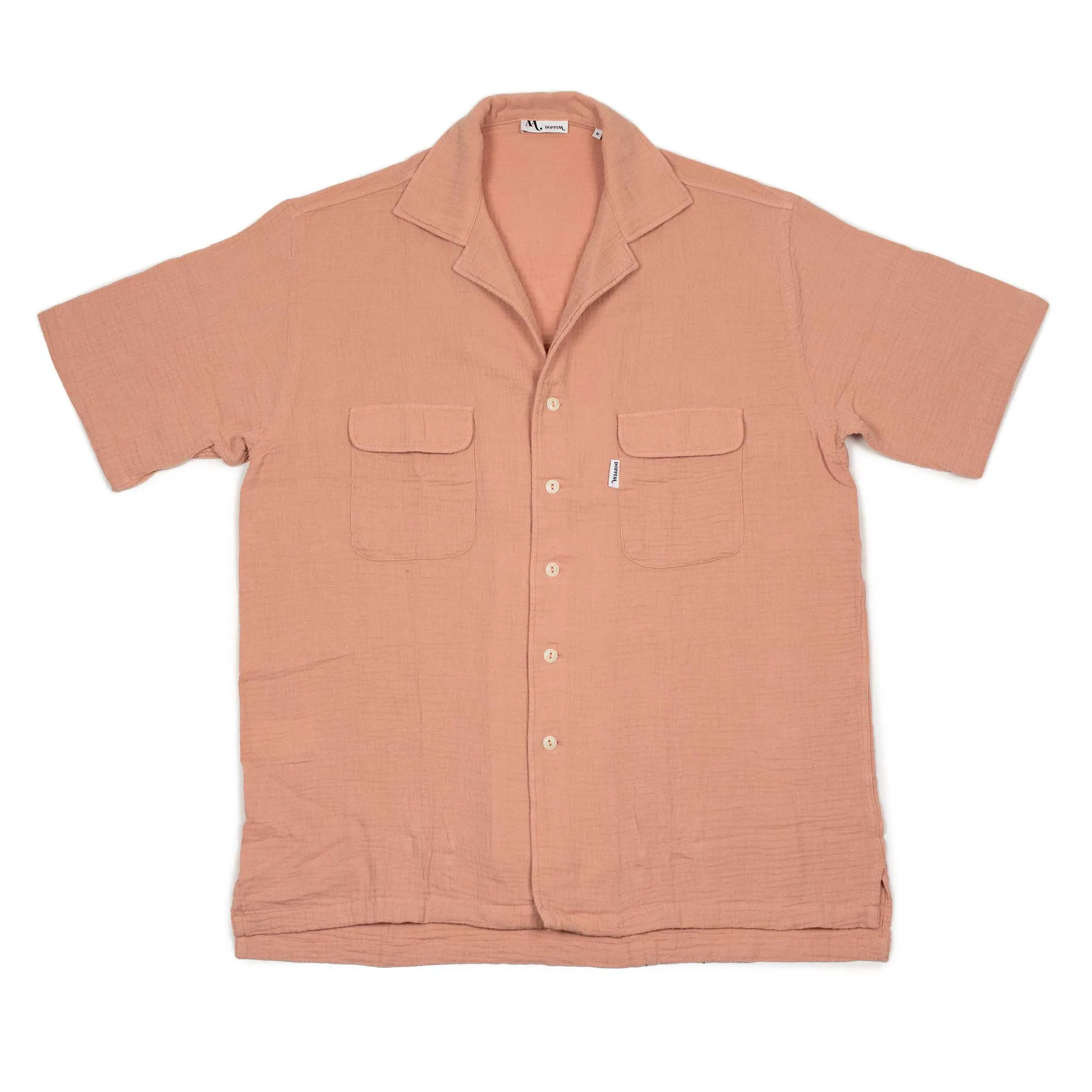 Aambala short sleeve pocket shirt in washed brick gauzy cotton