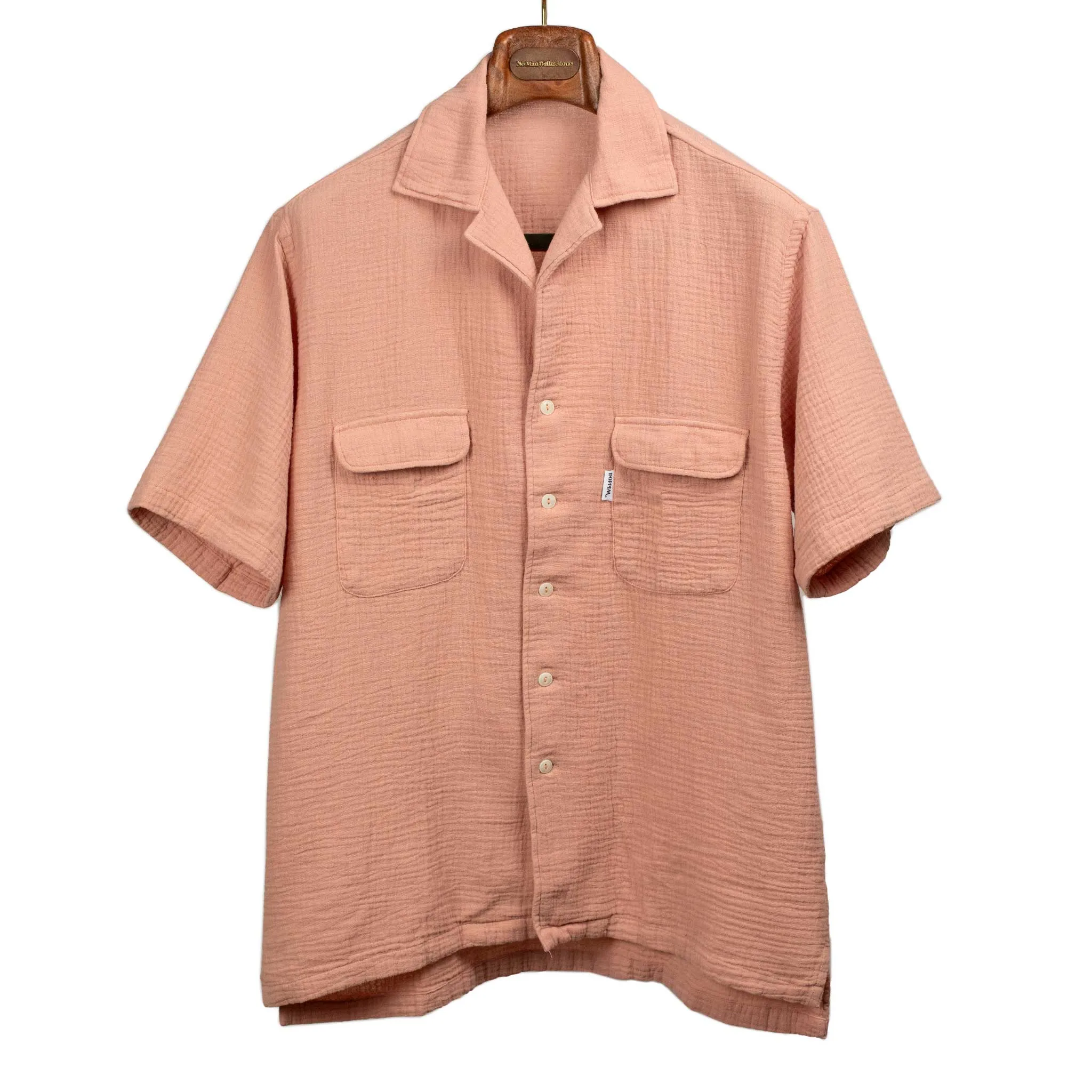 Aambala short sleeve pocket shirt in washed brick gauzy cotton