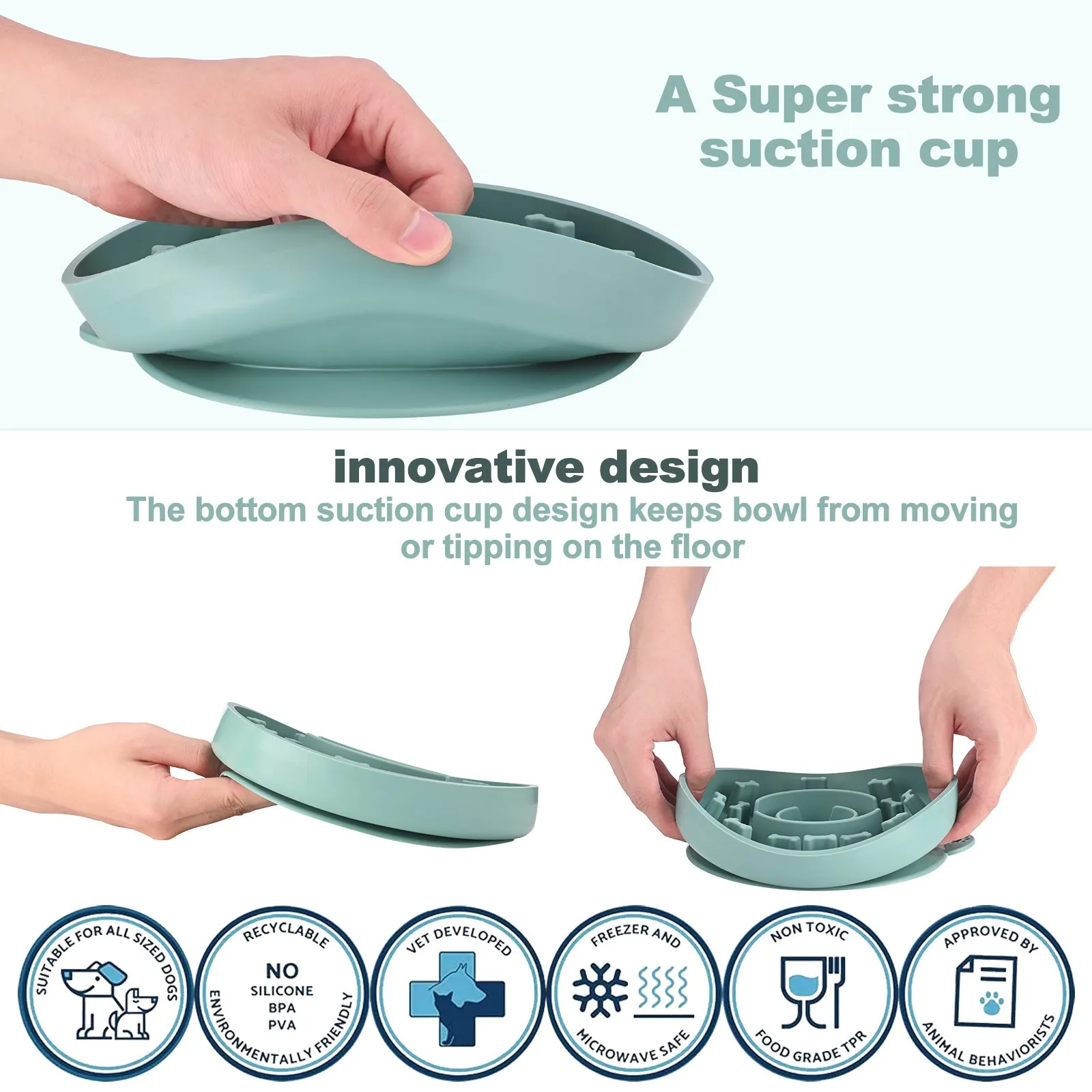 Anti-Choking, Non-Slip Suction Cup Silicone Slow Feeding Dog Bowl