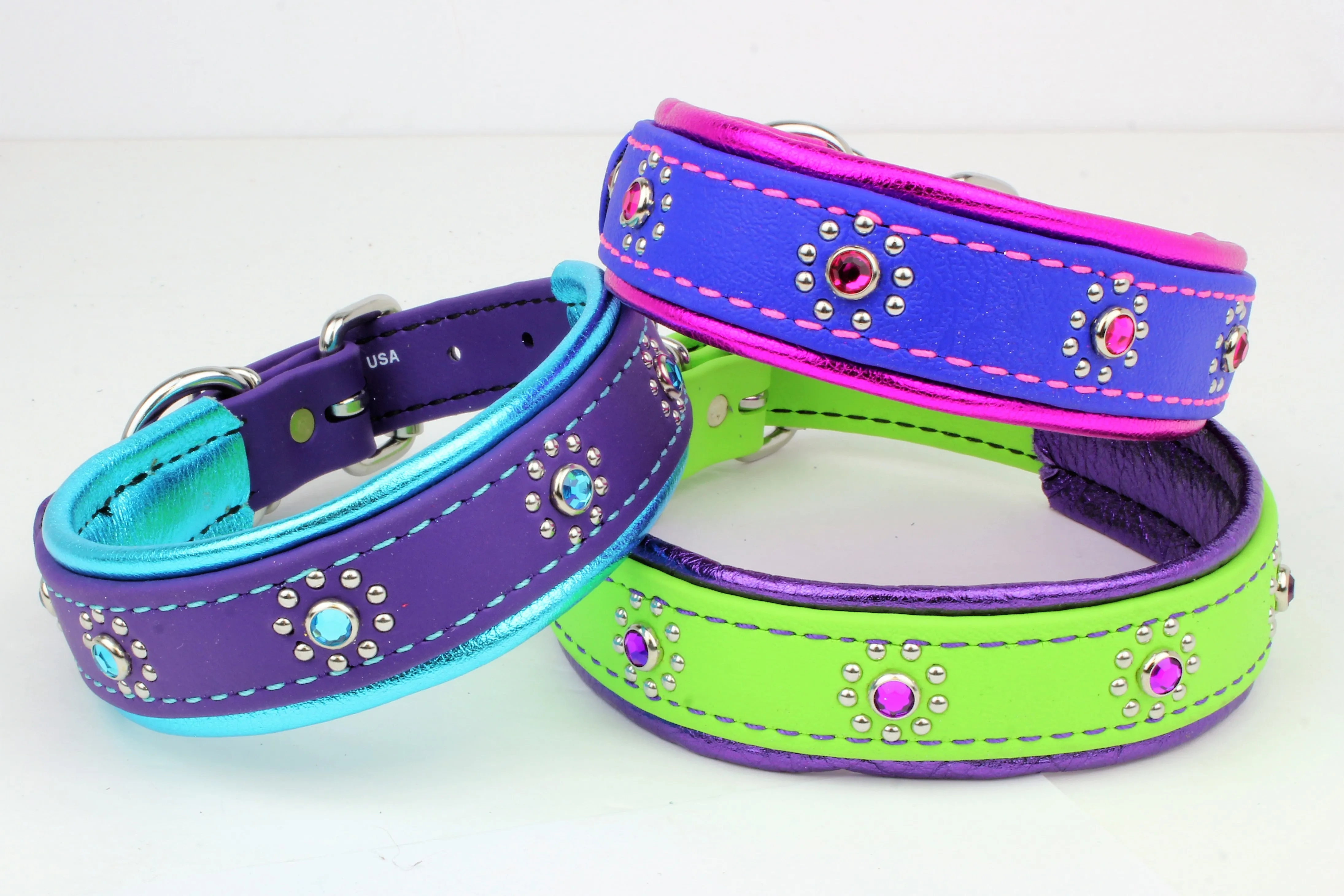 BioThane w/Leather Bling Collars