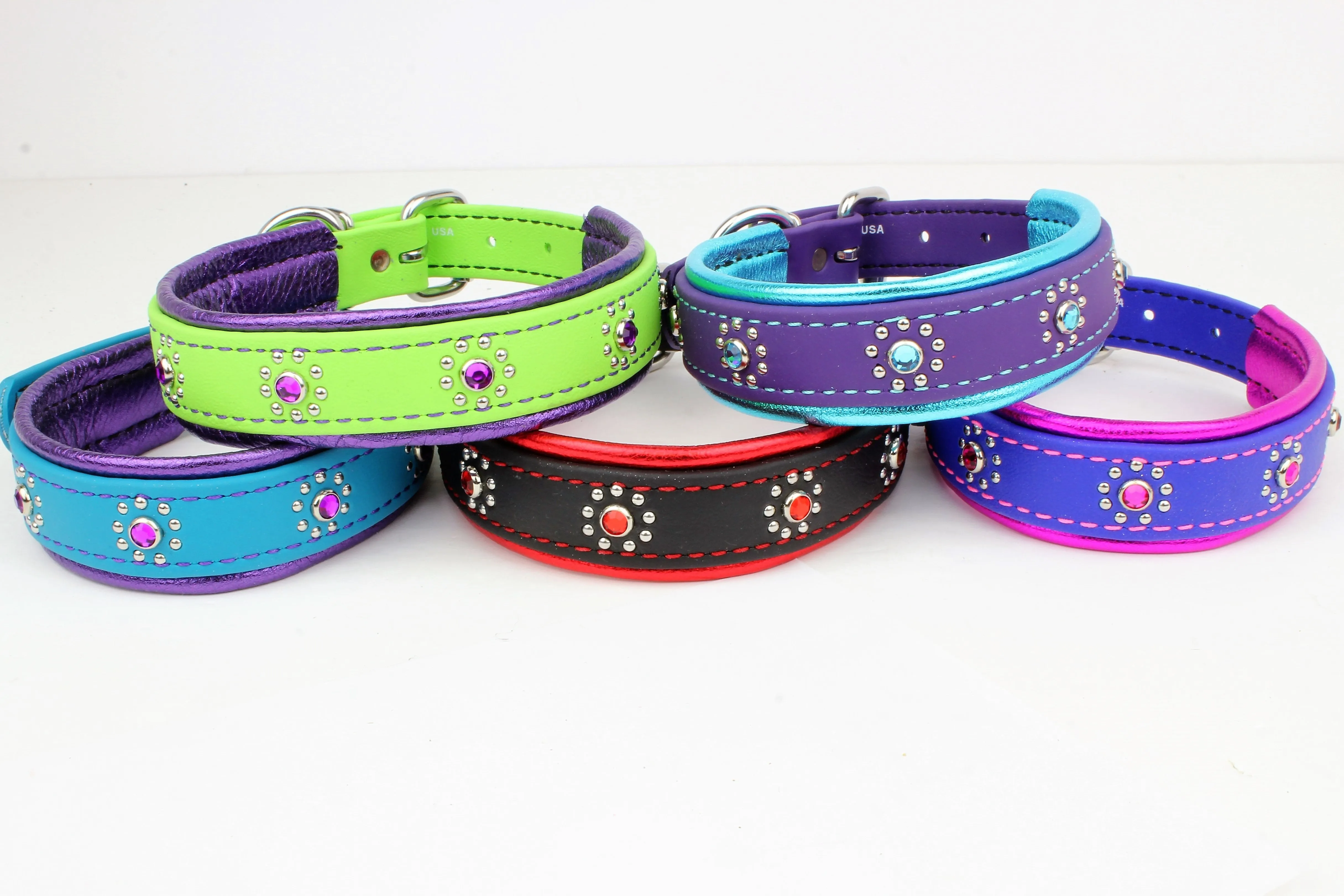 BioThane w/Leather Bling Collars