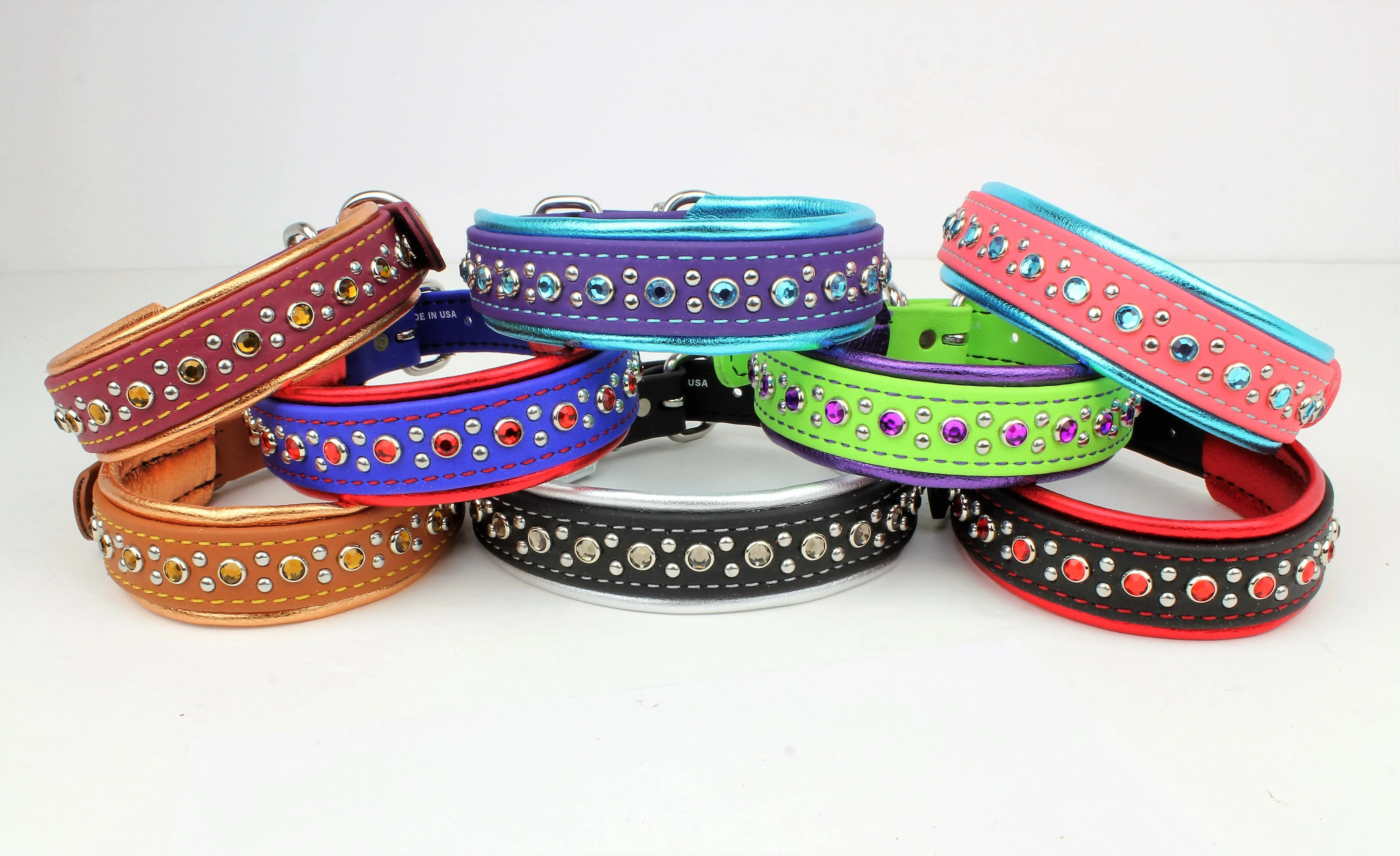 BioThane w/Leather Bling Collars