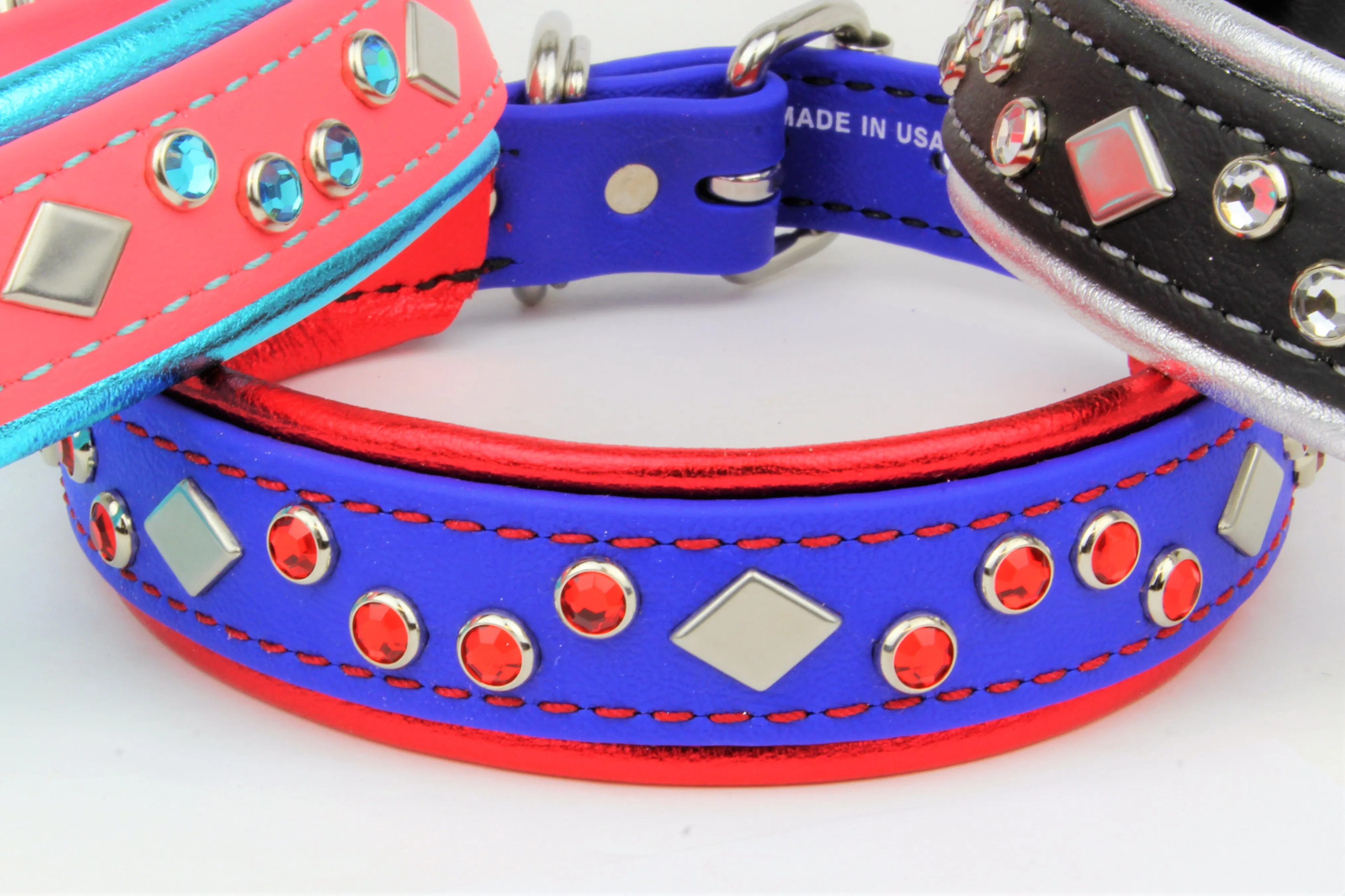 BioThane w/Leather Bling Collars