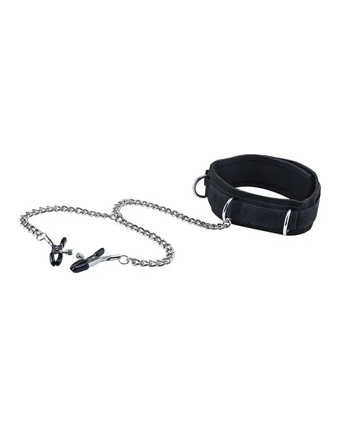 Black & White Velcro Collar & Nipple Clamps