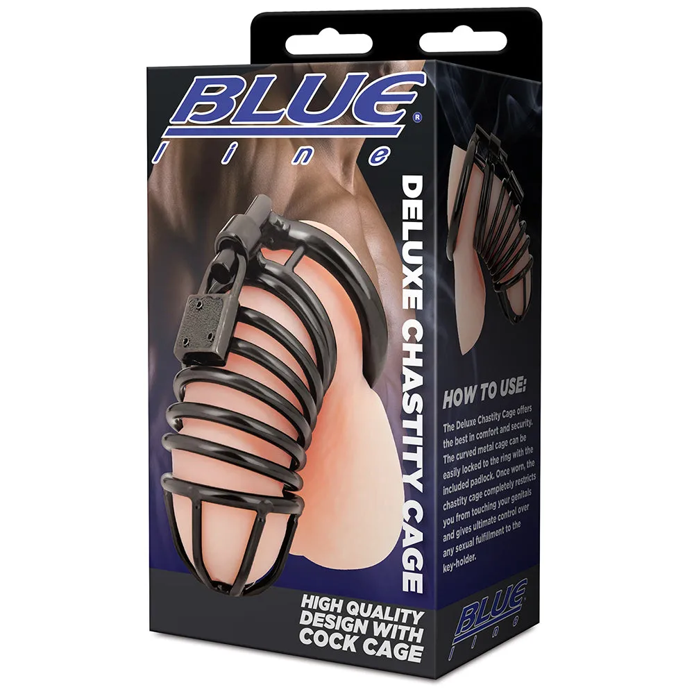 Blue Line Deluxe Steel Chastity Cage in Black