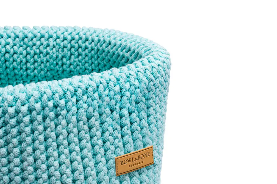 Bowl and Bone Aqua Mint Double Cotton Dog Toy Storage Basket