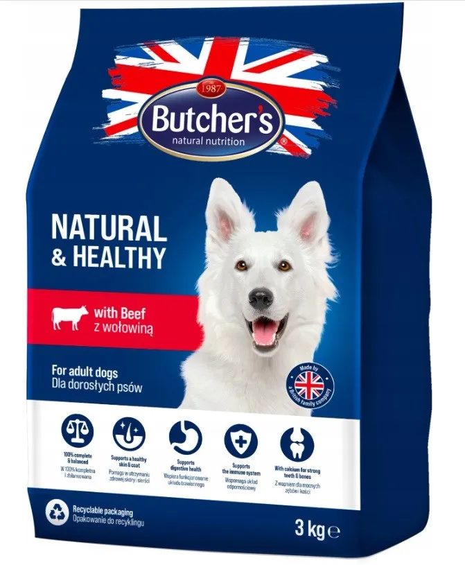 Butcher's Natural&Healthy With Beef - Dry Dog Food - 3 Kg