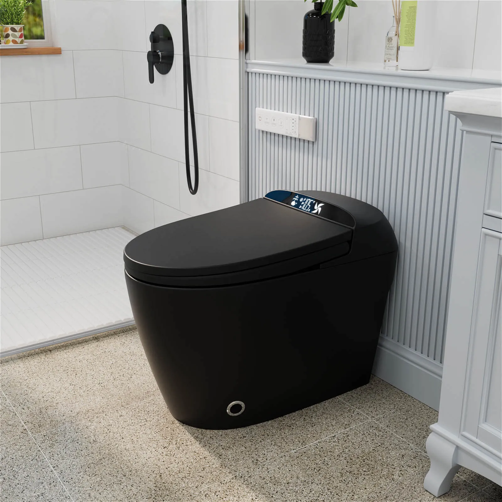 Giving Tree One-Piece Elongated Floor Smart Toilet with Bidet, Adjustable Mobile Drying