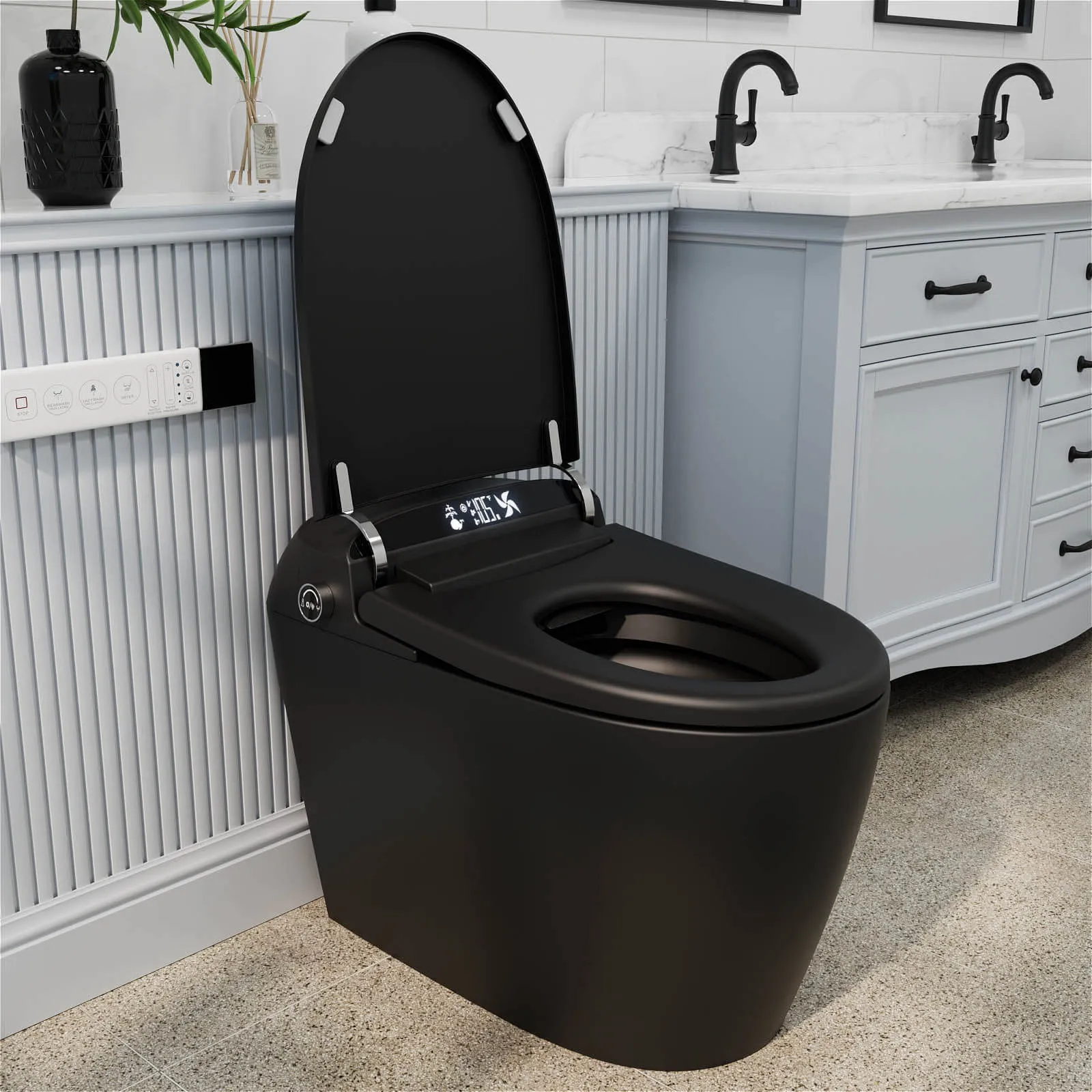 Giving Tree One-Piece Elongated Floor Smart Toilet with Bidet, Adjustable Mobile Drying