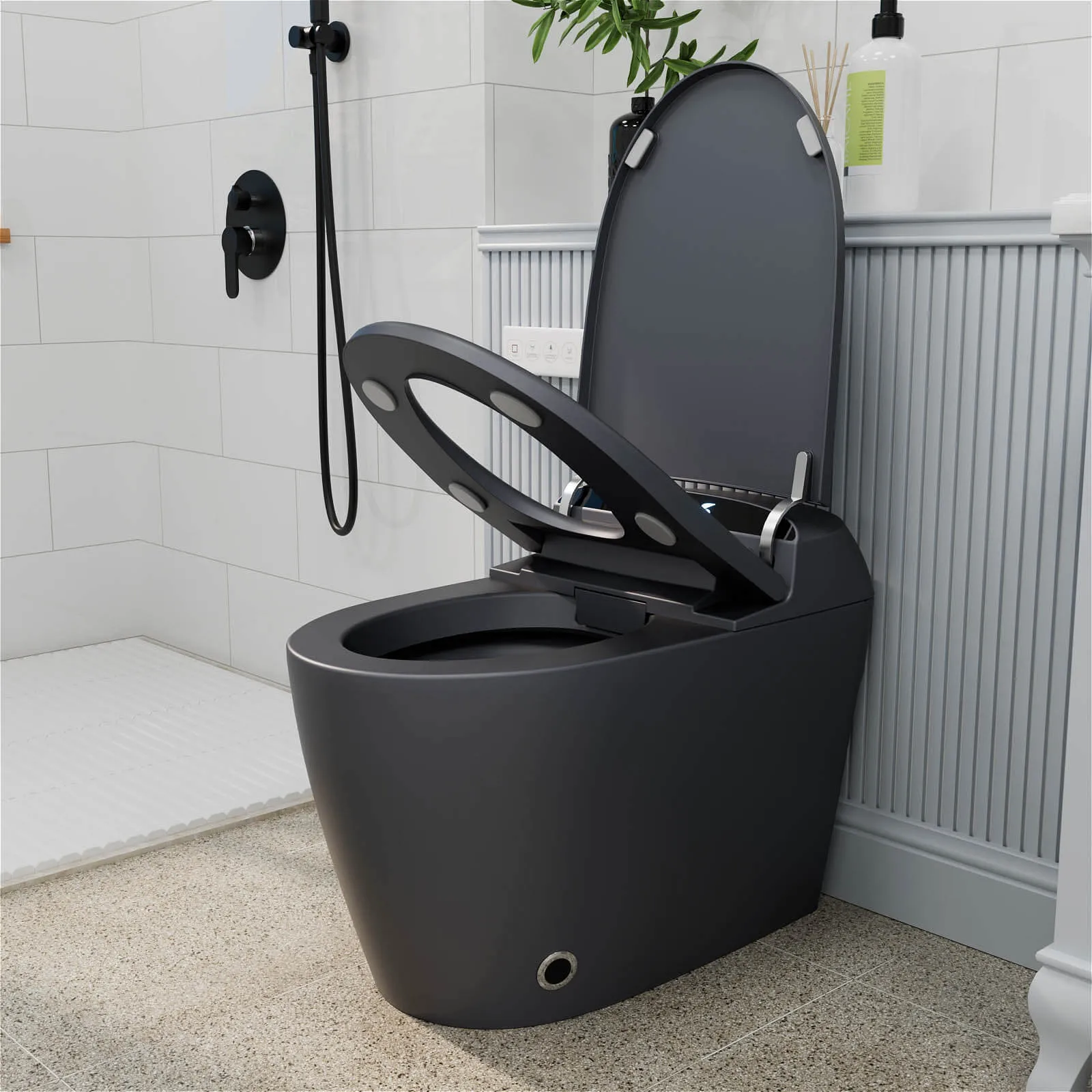 Giving Tree One-Piece Elongated Floor Smart Toilet with Bidet, Adjustable Mobile Drying