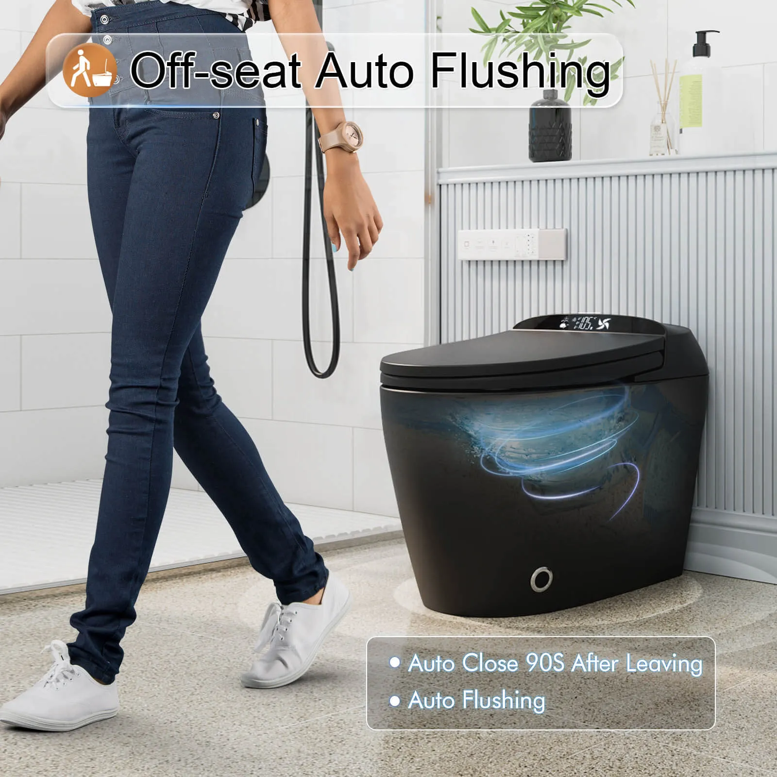 Giving Tree One-Piece Elongated Floor Smart Toilet with Bidet, Adjustable Mobile Drying