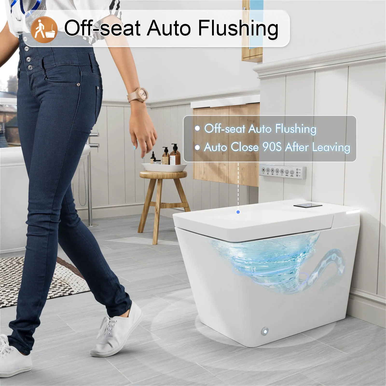 Giving Tree One-Piece Floor Mounted Square Smart Toilet with Remote Control and Automatic Cover