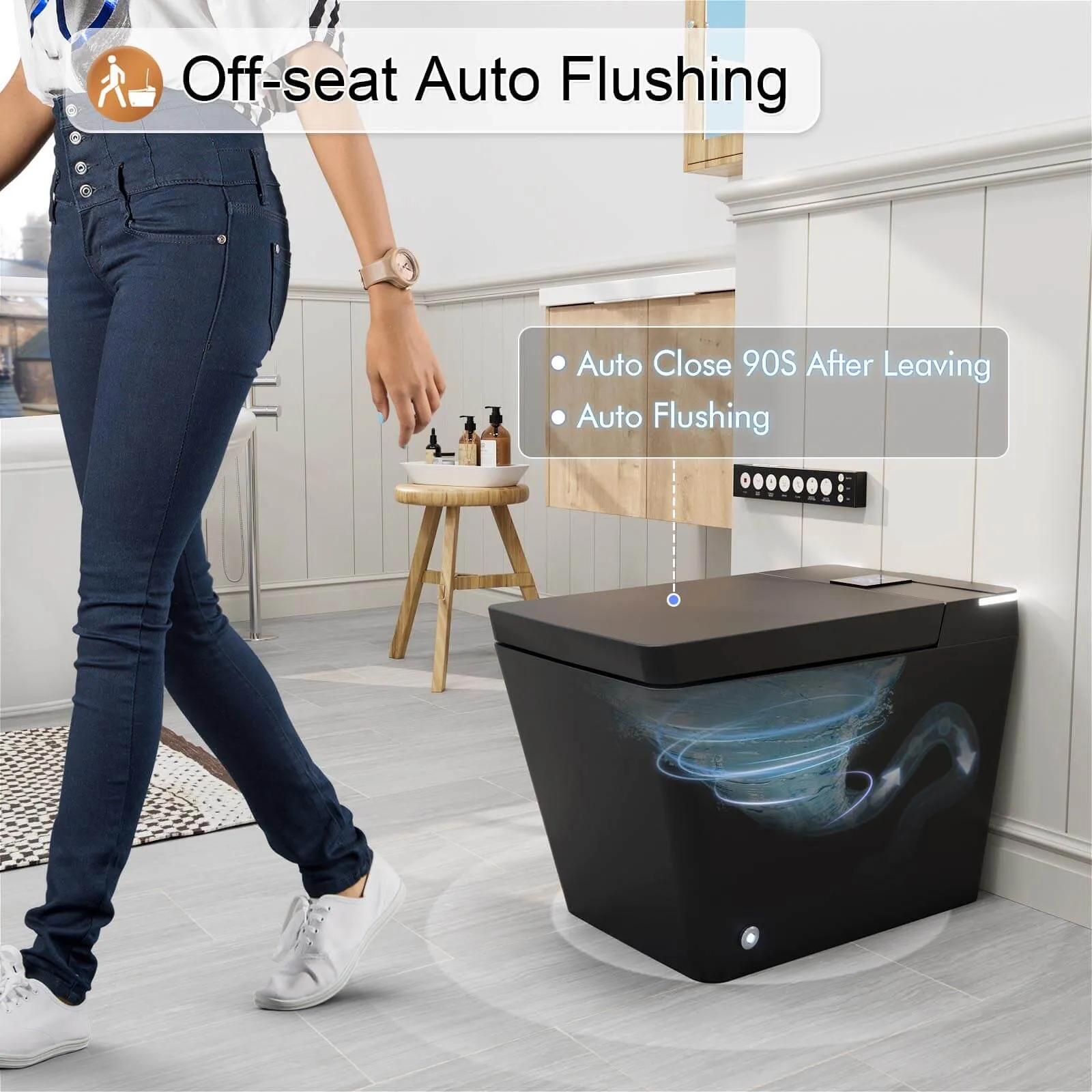 Giving Tree One-Piece Floor Mounted Square Smart Toilet with Remote Control and Automatic Cover