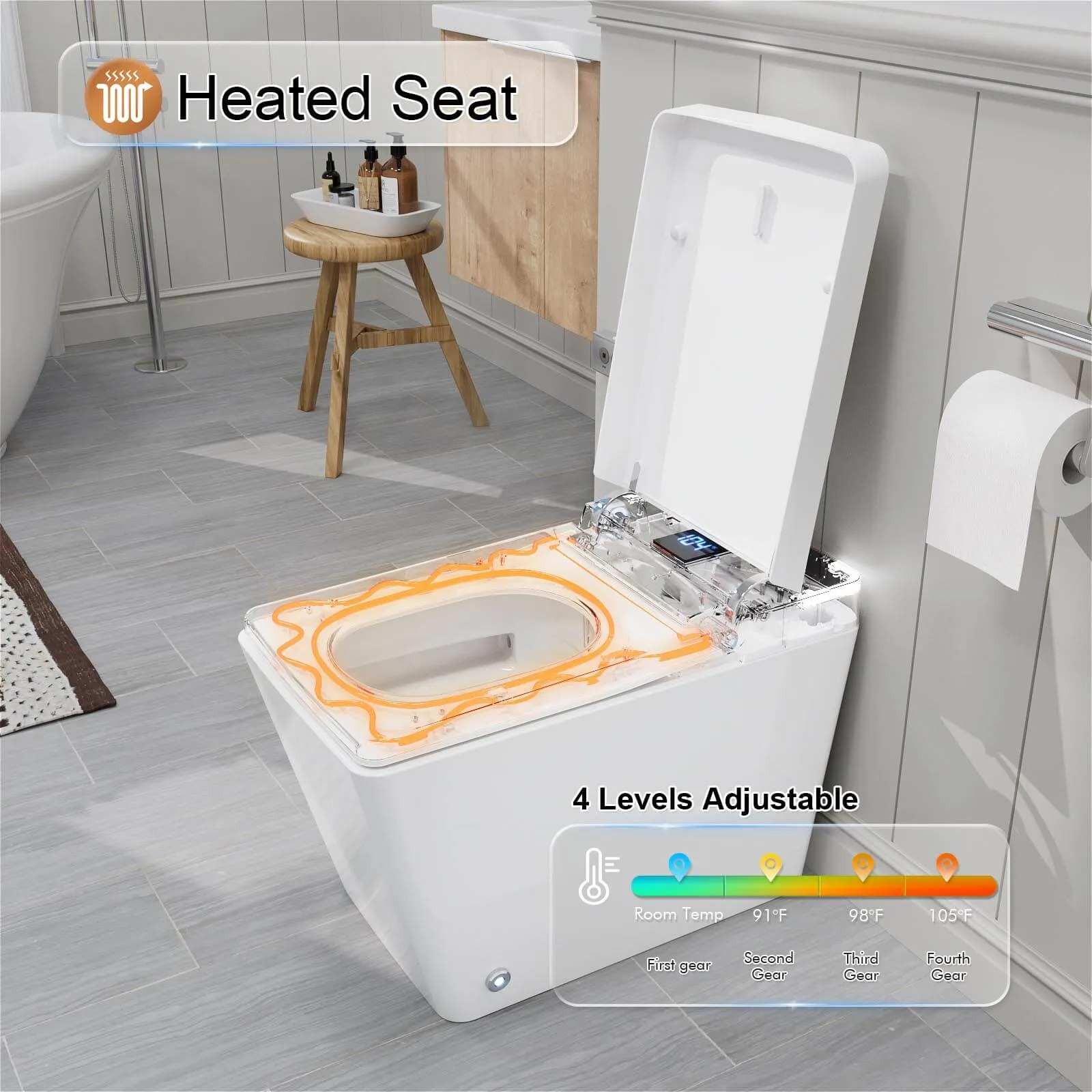 Giving Tree One-Piece Floor Mounted Square Smart Toilet with Remote Control and Automatic Cover