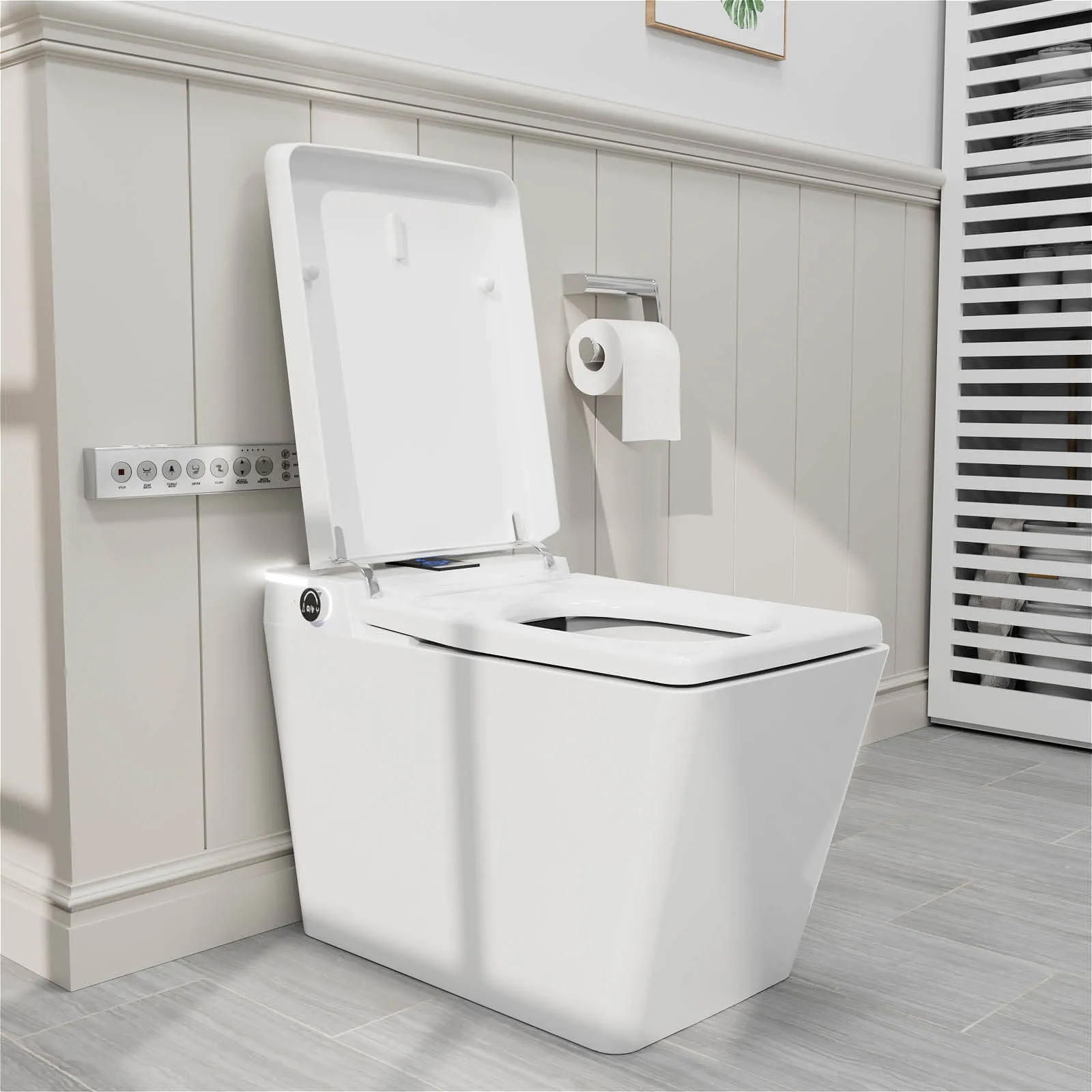 Giving Tree One-Piece Floor Mounted Square Smart Toilet with Remote Control and Automatic Cover