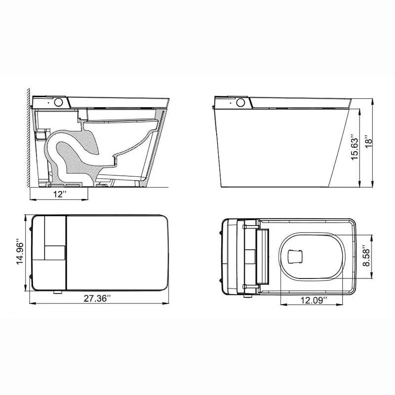 Giving Tree One-Piece Floor Mounted Square Smart Toilet with Remote Control and Automatic Cover