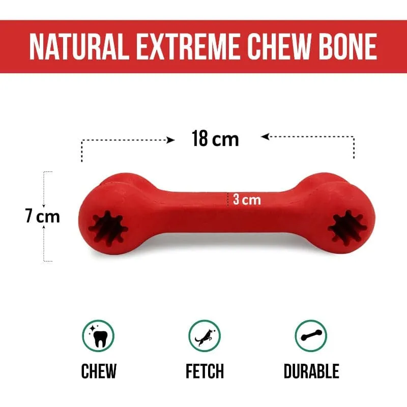 Goofy Tails Natural Rubber Chew Toy Combo  for Dogs (Extreme Ball   Classic Bone)