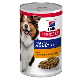 Hill's Science Diet Adult 7  Senior Chicken & Barley Canned Dog Food 370g x 12