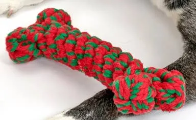 Holiday Bone 11" Rope Dog Toy