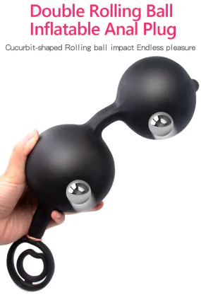 Inflatable Anal Beads with dou tone balls