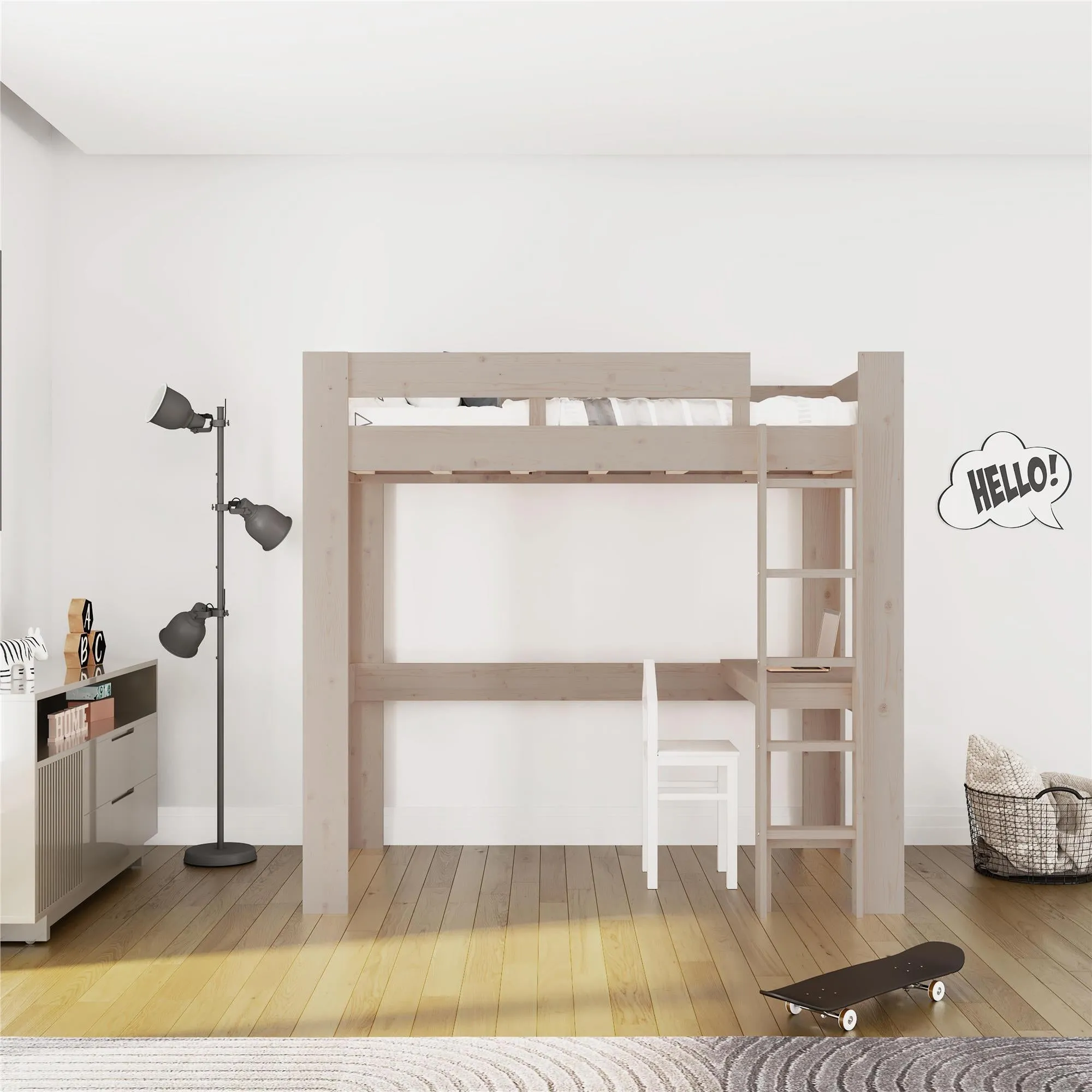 Jaymee Kids Wood Loft Bed with Desk