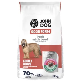 John Dog Good Form Adult Medium And Large Breeds Pork And Beef - Dry Dog Food - 3 Kg