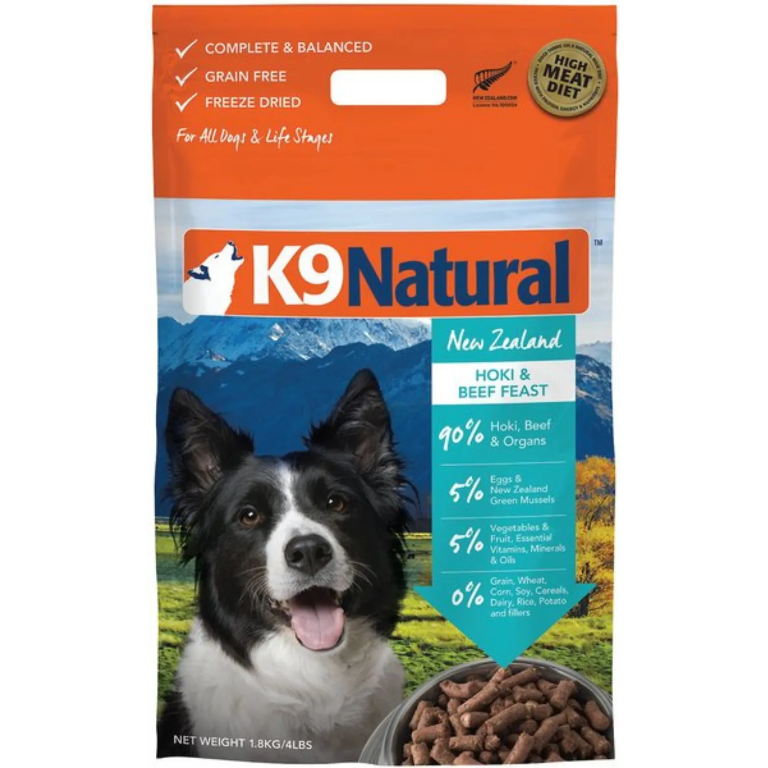 K9 Natural Hoki & Beef Feast Raw Grain-Free Freeze-Dried Dog Food