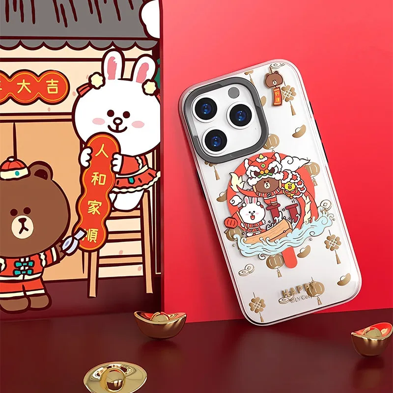 Line Friends Brown & Friends Happy Lunar Year MagSafe All-inclusive Shockproof IMD Protective Case Cover