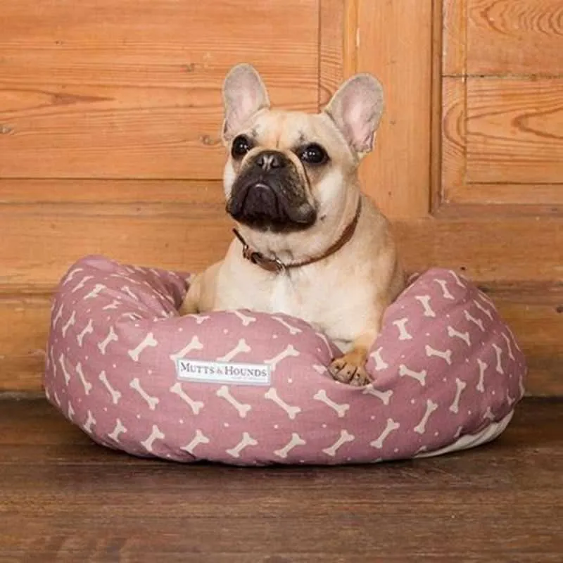 Linen Bones Donut Dog Bed