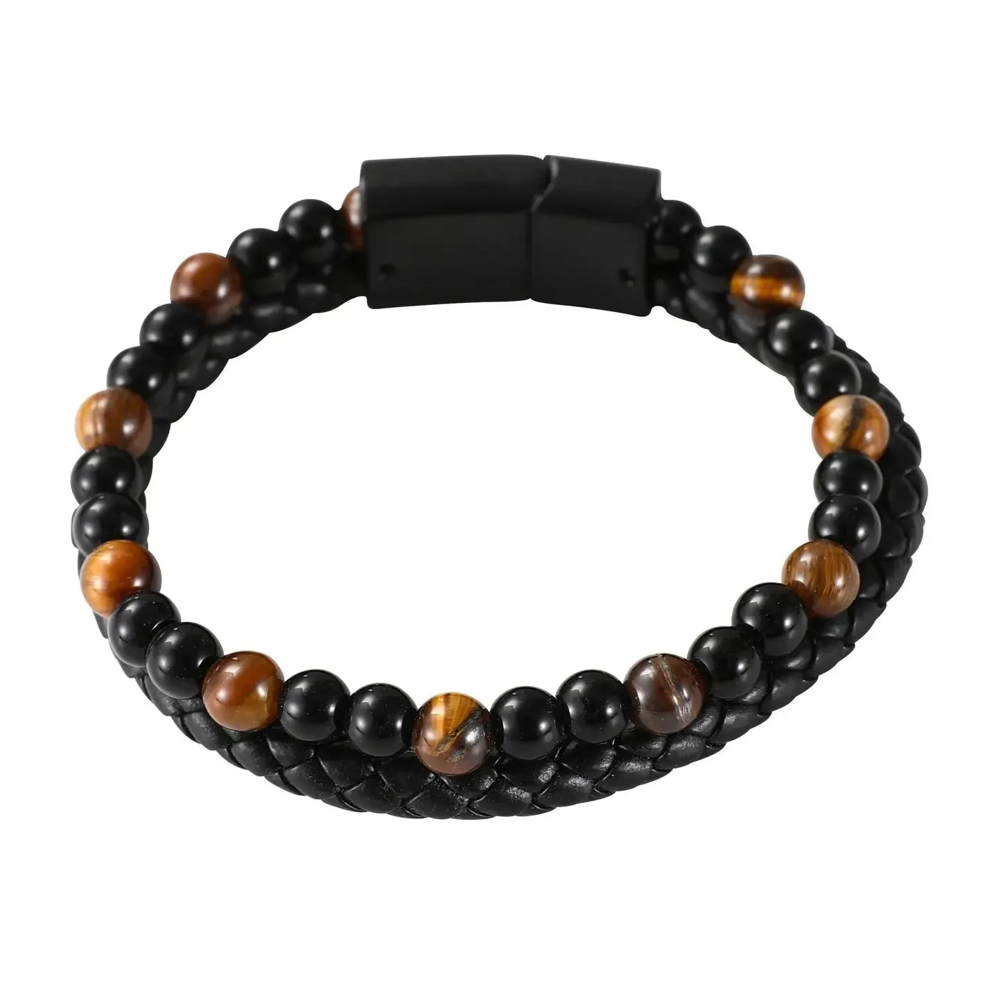 Mad Man Leather and Lava Rock Bracelet - Multiple Colors