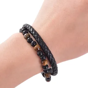 Mad Man Leather and Lava Rock Bracelet - Multiple Colors