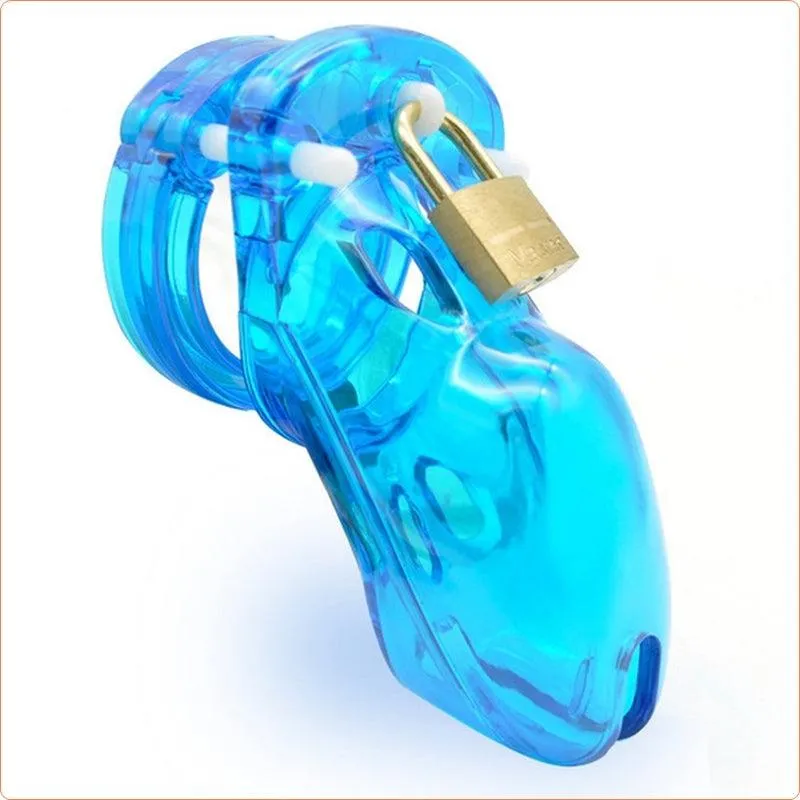 Male Chastity Cage Acrylic Blue