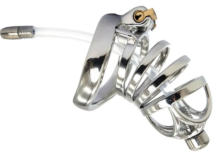 Men's Chastity Cage with Catheter