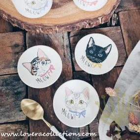 Meow Meow Neko Cat Head Japan Condiments Dishes