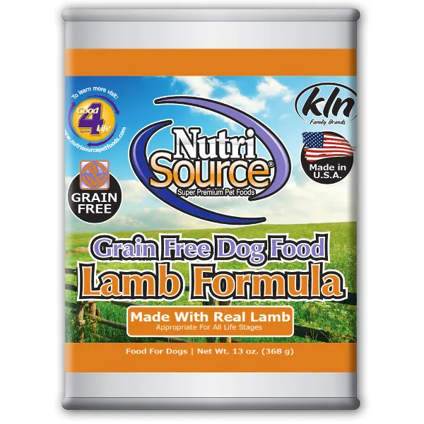 NutriSource Grain-Free Lamb Formula Canned Dog Food, 13-oz