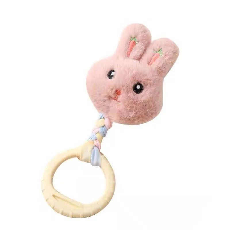 Plush Rabbit Dog Teeth Toy with TPR Rubber Chew Ring