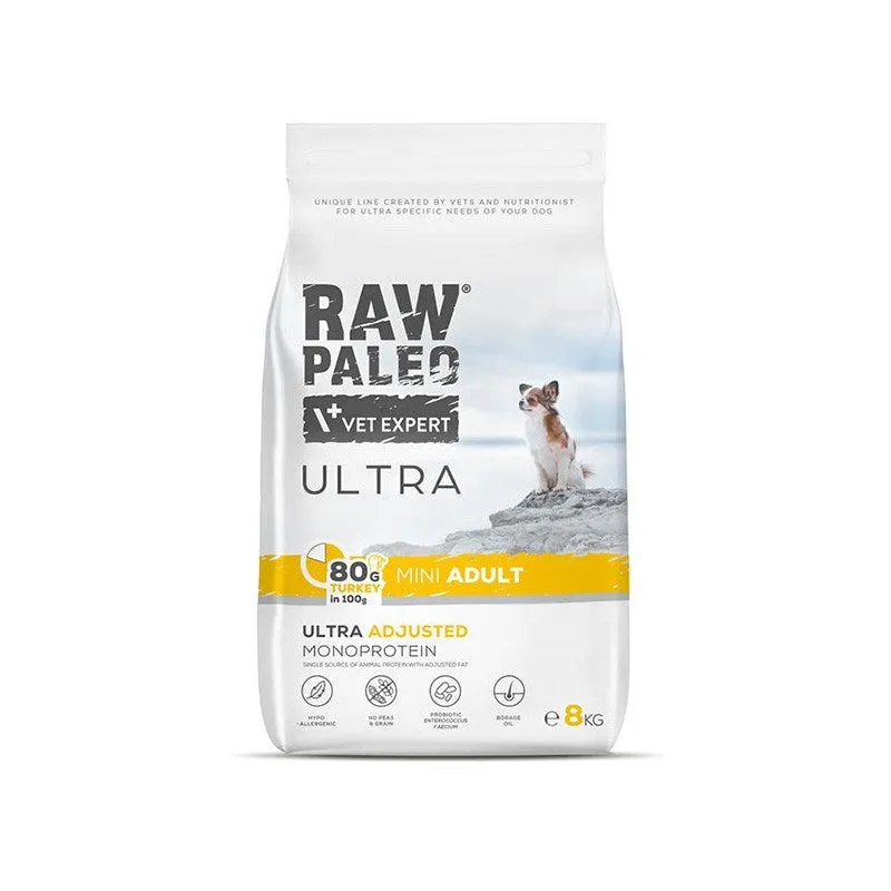 Raw Paleo Ultra Mini Adult Turkey - Dry Dog Food - 8 Kg