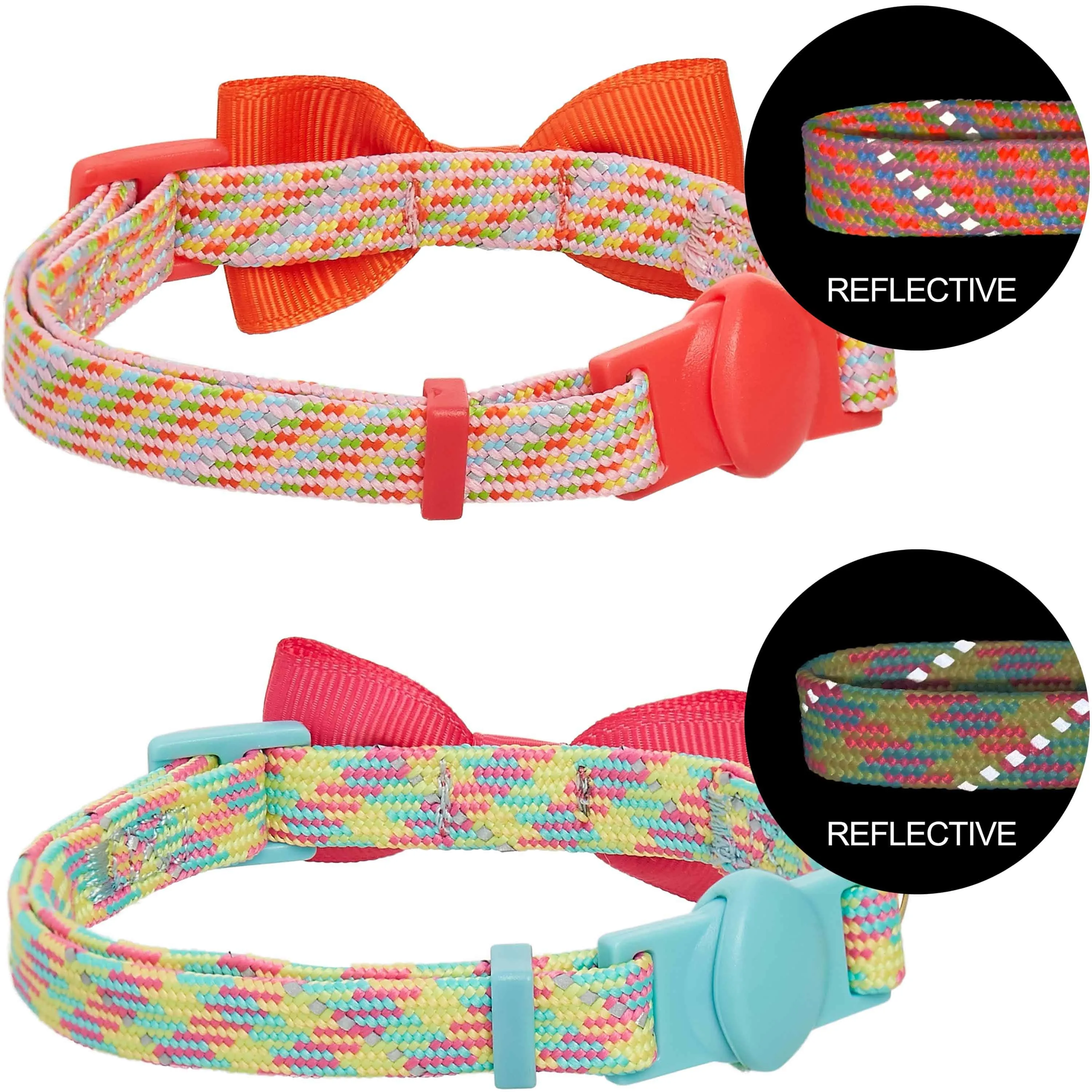 Reflective Striped Cat Collar, 2 Pack