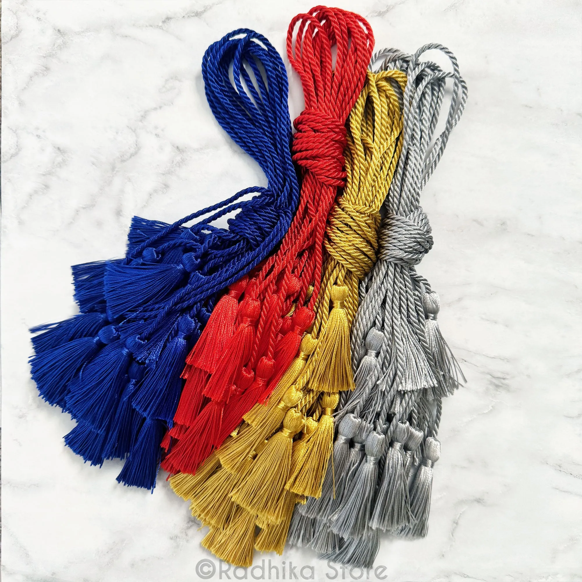 Rope Tassels-Blue-Red-Gold-Silver-Choose Color