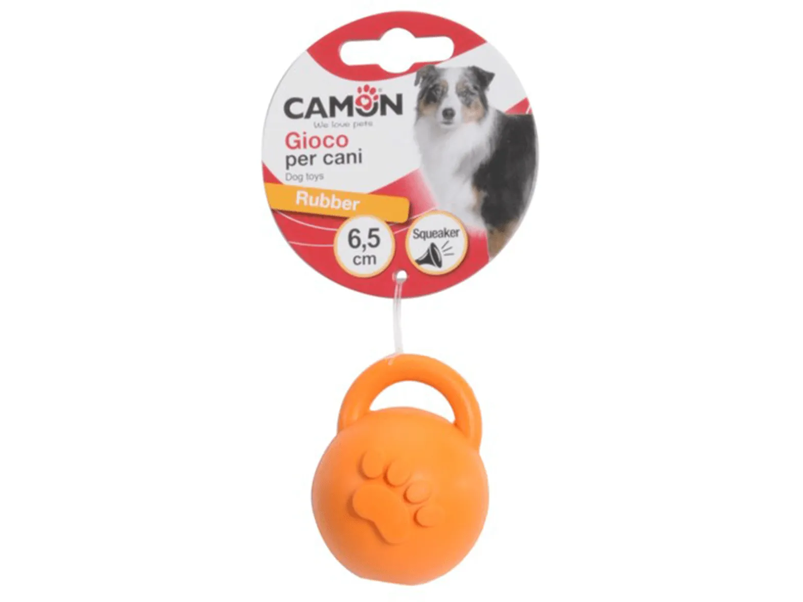 Rubber Dog Toy With Squeakeer- Ball With Handle- 11Cm