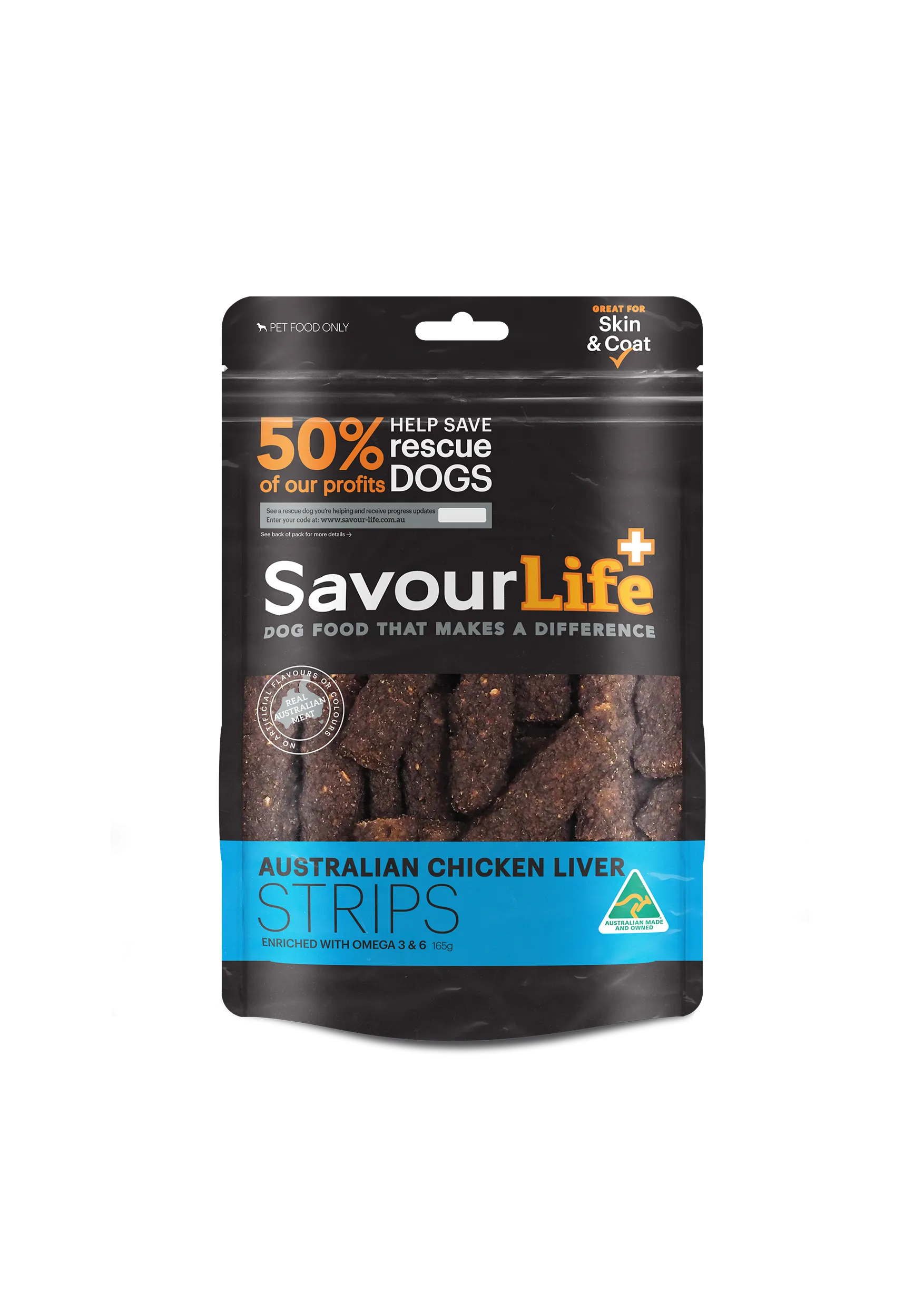 SavourLife Dog Treat Australian Liver Strips 165g