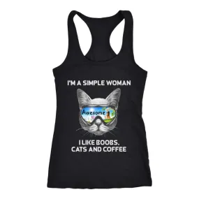 Simple Woman Shirt Racerback Tank| Cat Lover Shirts (6 Colors)