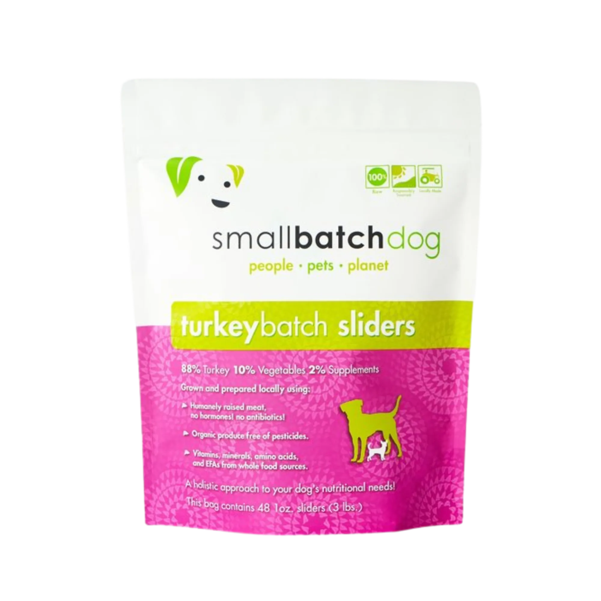 Small Batch Turkey Frozen Raw Dog Food Sliders, 3 lbs