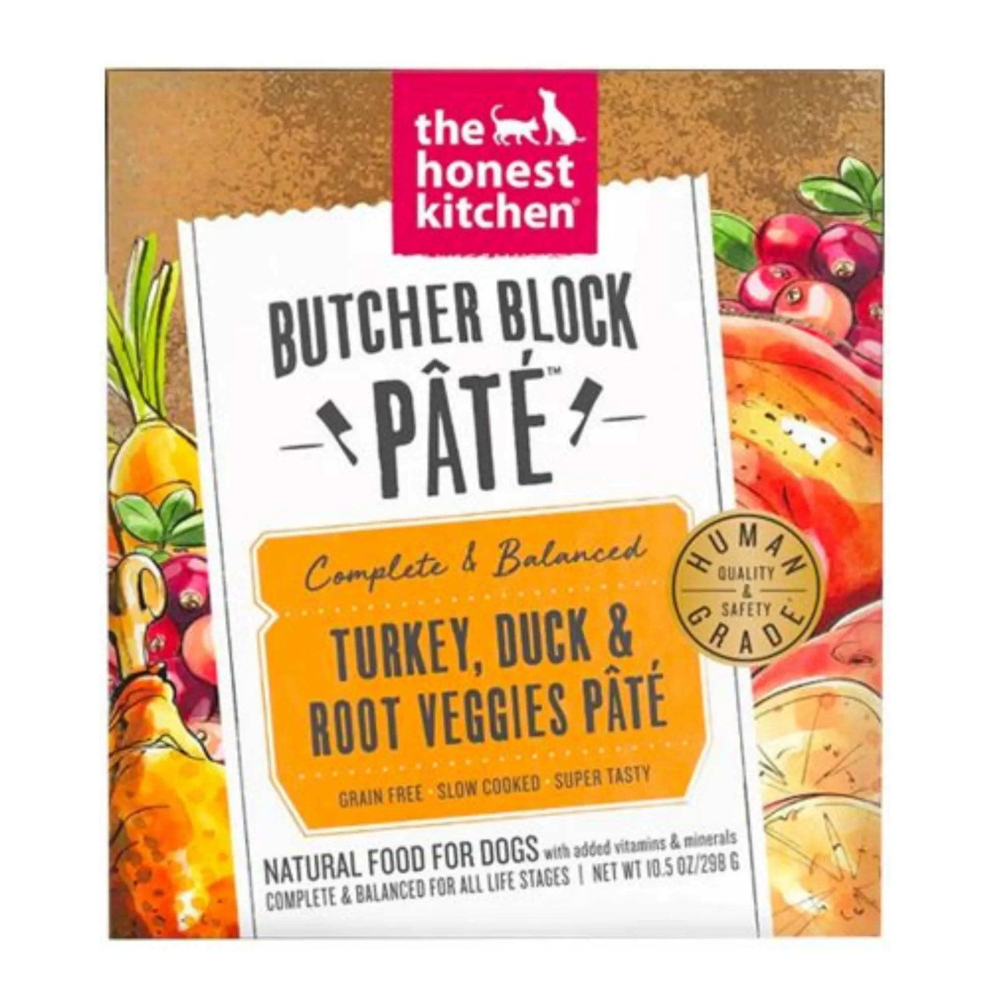 The Honest Kitchen Butcher Block Pate Turkey, Duck & Root Veggies Pate Wet Dog Food, 10.5-oz