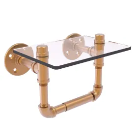 Toilet Tissue Holder with Glass Shelf, Brushed Bronze Finish