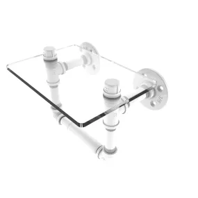 Toilet Tissue Holder with Glass Shelf, Matt White Finish