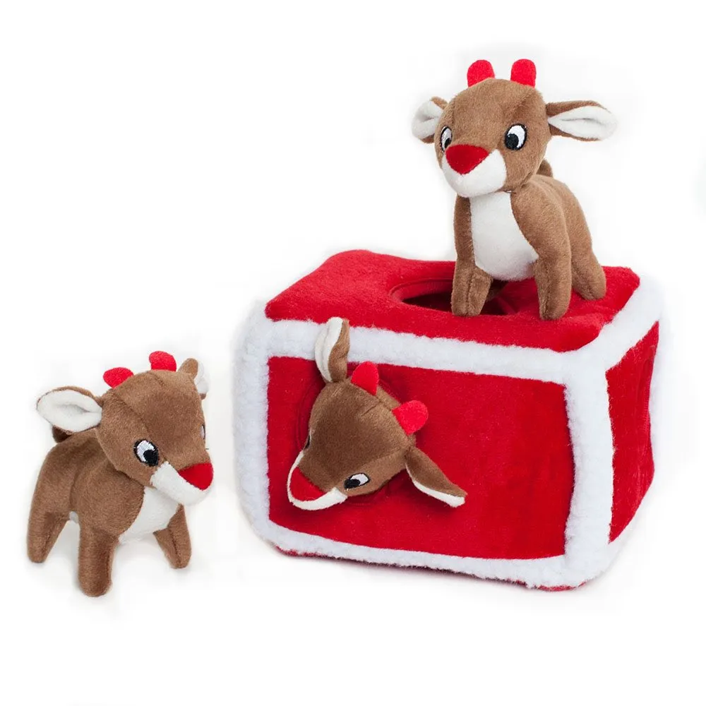 ZippyPaws Christmas Burrow Reindeer Pen Dog Toy